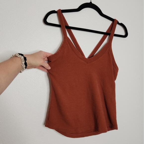 Free People Intimately Ribbed Stretchy Medium Brown Tank Top Shirt - Picture 2 of 5